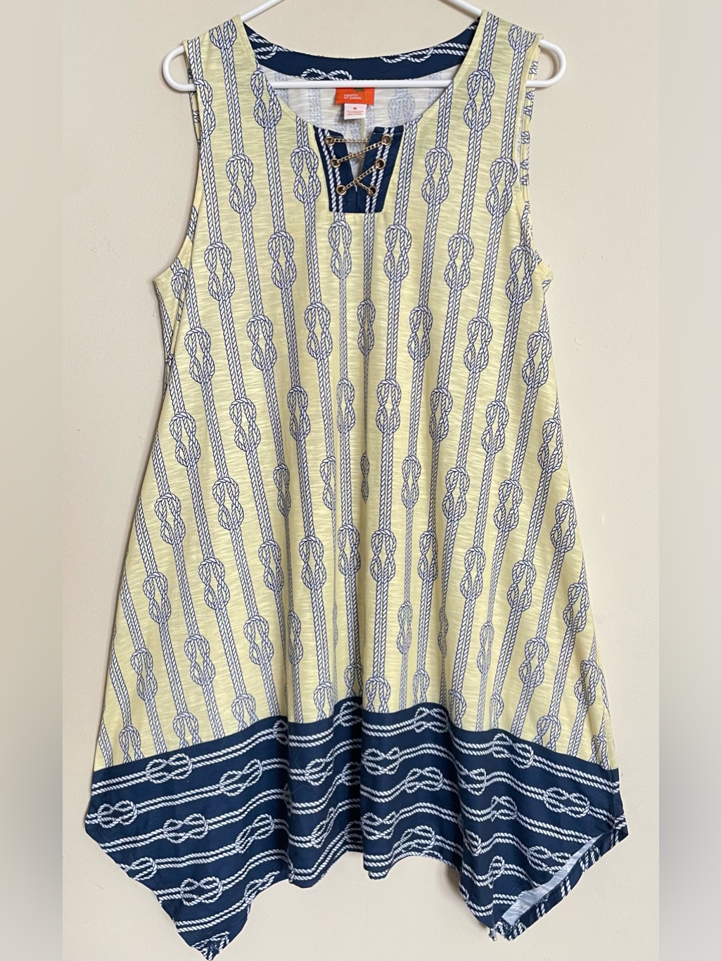 Hearts Of Palm Yellow And Blue Nautical Sleeveless Dress